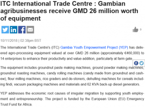 Gambian agribusinesses receive GMD 26 million worth of equipment - COVER IMAGE